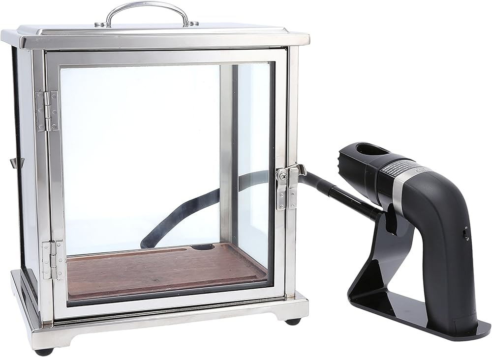 Crafthouse by Fortessa Professional Barware by Charles Joly Stainless Steel and Glass Smoking Box with Handheld Smoker for Cocktail/Beverage/Cheese/Food, Clear/Black