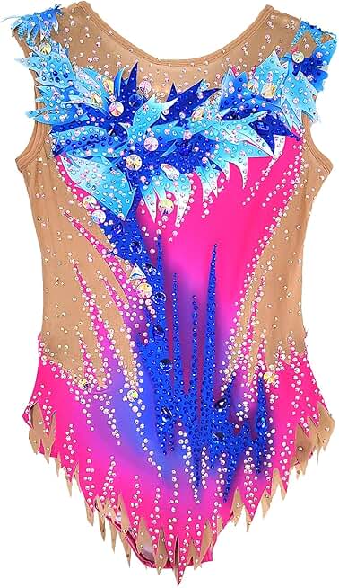 Girl's Pink Artistic Gymnastics Competition Clothing Adult Performance Rhythmic Gymnastics Uniform