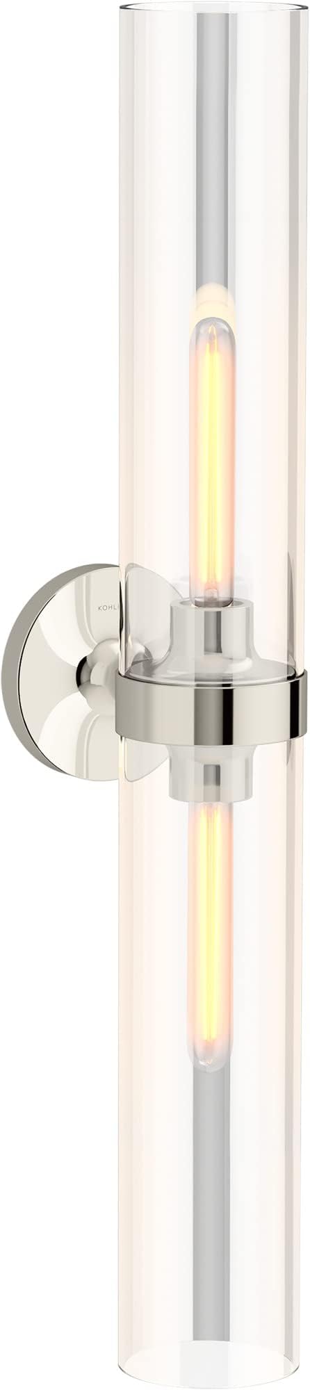 KOHLER Purist Bathroom Vanity Light Fixture, Wall Sconce Lighting, UL Listed, 2 Light - 29 in. H, Matte Black