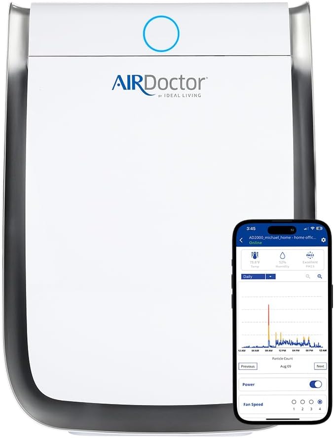 AIRDOCTOR 3500i SMART Air Purifier for Living Rooms & Bedrooms. 3 Stage Filtration with Pre-Filter, UltraHEPA, Carbon/VOC. Captures Particles 100x Smaller Than HEPA Standard (AirDoctor 3500i Smart)