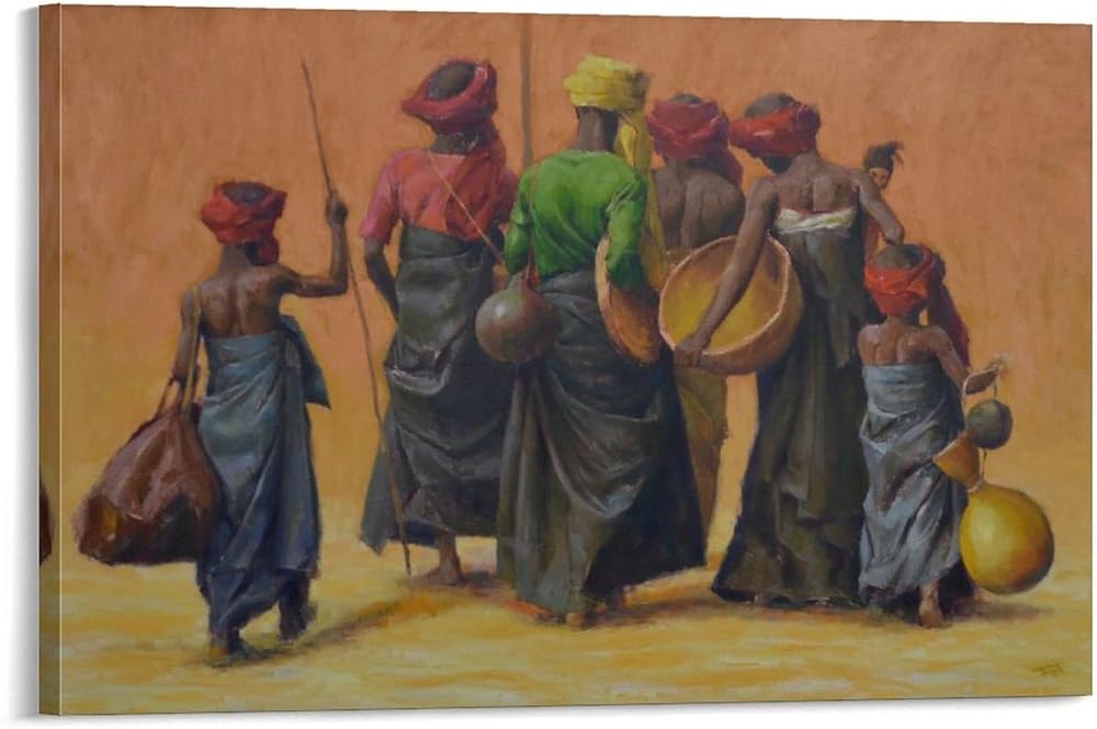 Vintage Indian Woman Poster Painting Living in Ceramic Jar Abstract Home Wall Art Decor Canvas Print Canvas Art Poster And Wall Art Picture Print Modern Family Bedroom Decor Posters 24x36inch(60x90cm)