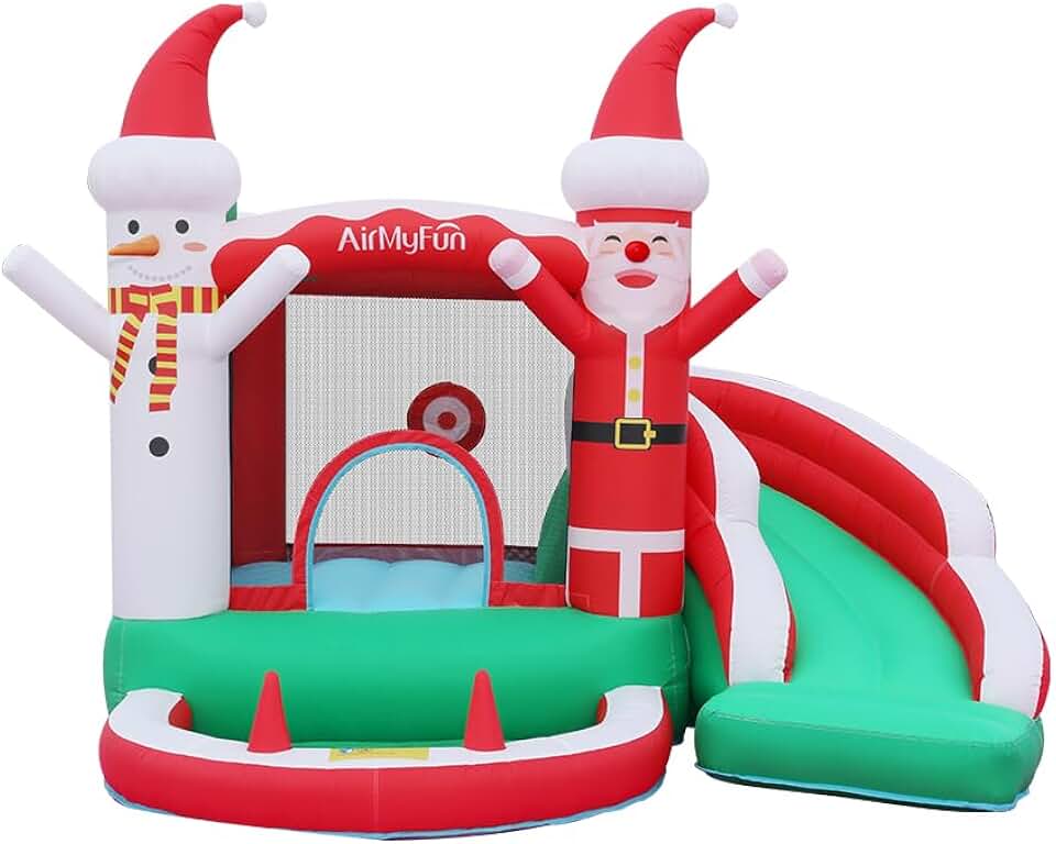 Christmas Theme Inflatable Bounce House, Independent Fan Rapid Expansion - Holiday Fun Magic, let Joy Jump into The House!