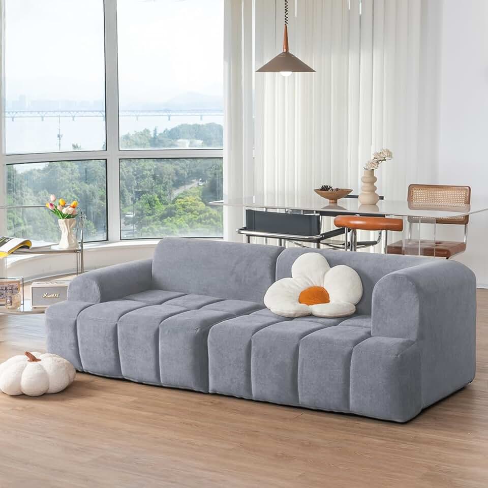 N&V Foam Sofa, Made with All Foam, Great for Livingroon and Bedroom (Grey)