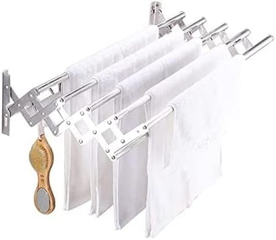 Foldable Clothes Drying Laundry Rack Wall Mounted Retractable Clothes Drying Rack Space Saving Clothing Airer Washing Line Clothesline with Hooks Easy Storage (Size : 40cm/15.7inch)