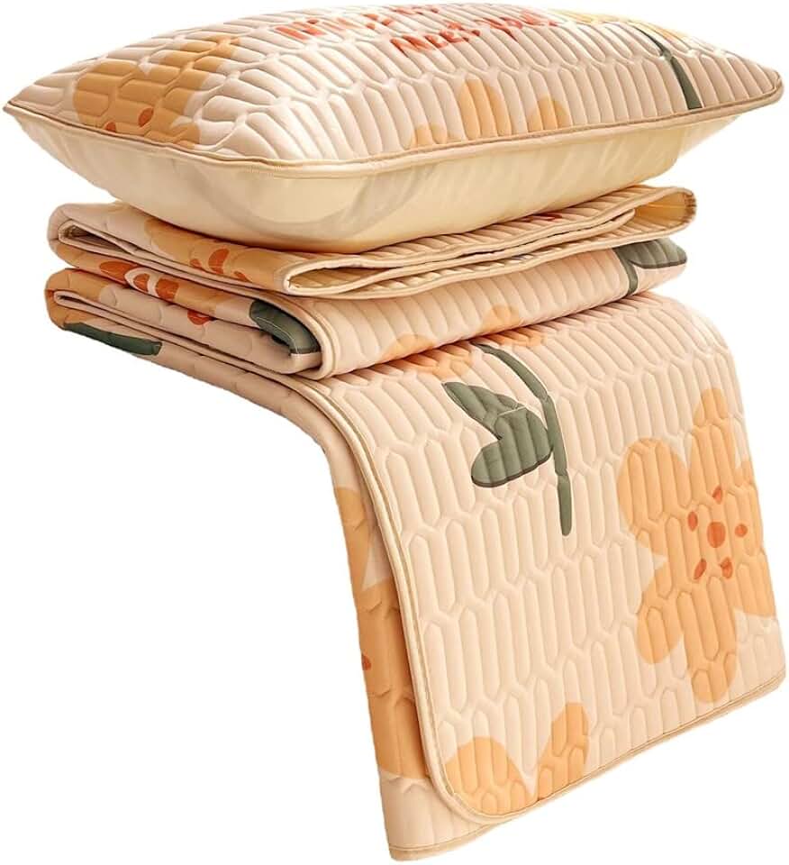 Latex Mat Three-Piece Ice Silk Mat Washable Air Conditioning Soft Mat Thai Latex Pad(180 * 200CM)