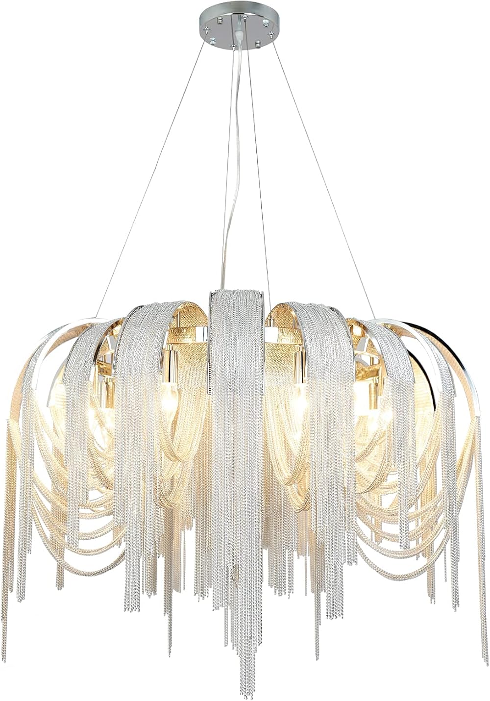 Modern Chandeliers Light Fixtures Contemporary Chandelier 8 Lights Island Aluminum Chain Pendant Ceiling Lighting for Living Room Dining Room Bedroom Hallway D34.48