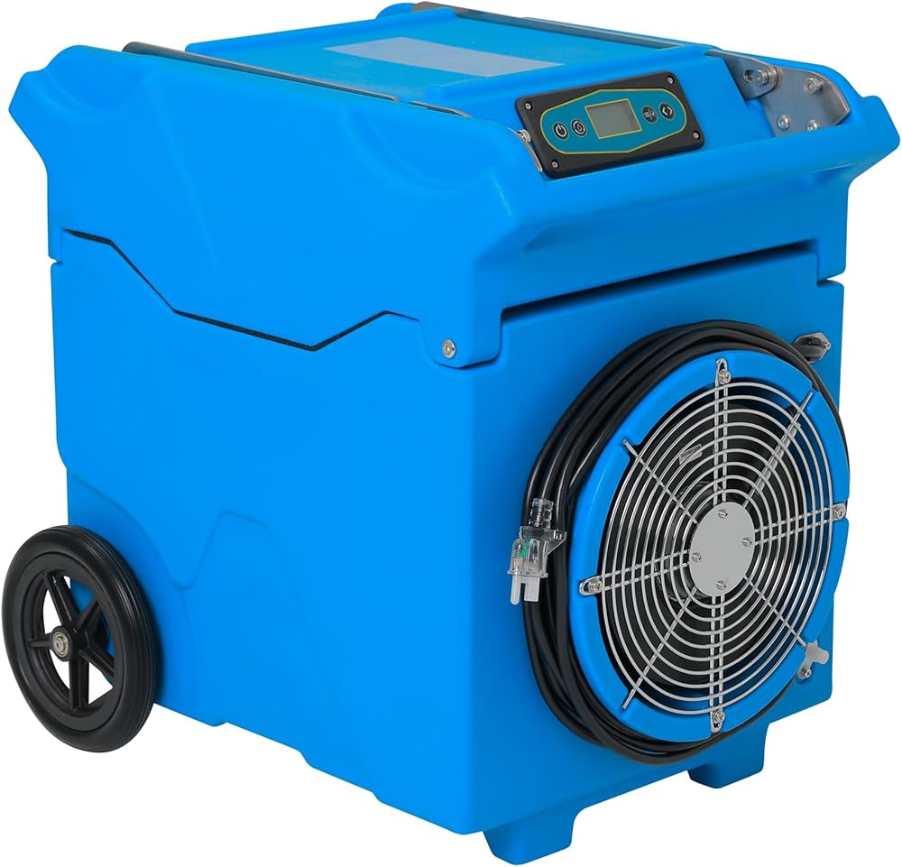 Mounto MOUNTO 230Pints LGR Commercial Compact Dehumidifier with Pump and Drain Hose, LGR Portable Dehumidifier with wheels for Home, Basements, Garages, and Job Sites (Blue)