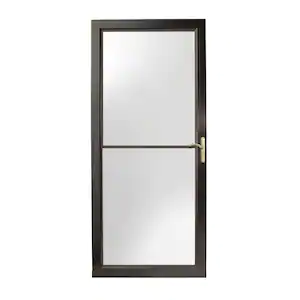 Andersen 3000 Series 36 in. x 80 in. Black Right-Hand Retractable Aluminum Storm Door with Brass Hardware