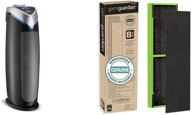 GermGuardian HEPA Air Purifier for Home, Large Room Air Purifiers with HEPA Filters & Filter B Toxin Clear HEPA Genuine Replacement Filter, Removes 99.97% of Pollutants