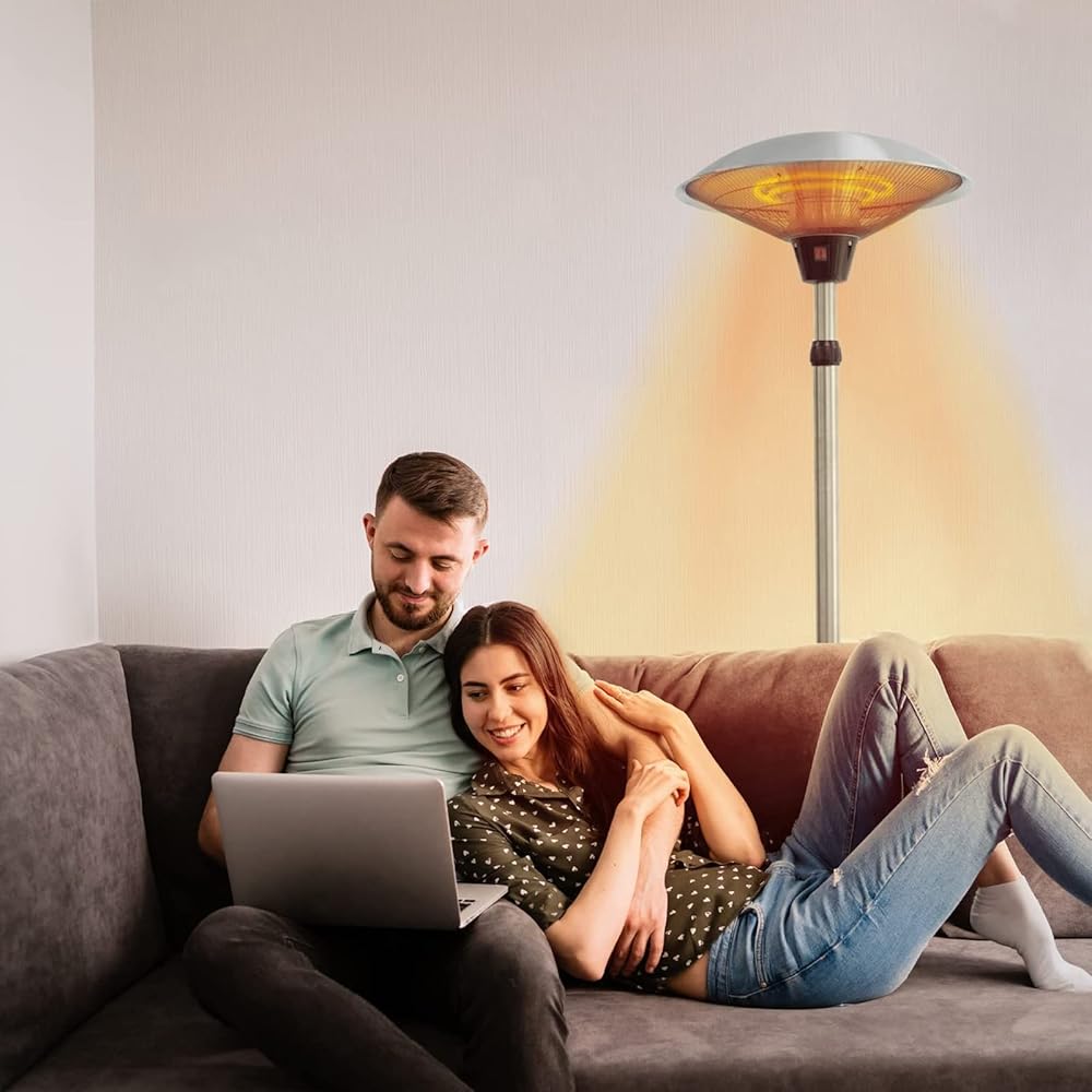 Electric Patio Heater 2100W for Outdoor Heating with Adjustable Height, 3 Heat Settings Quiet Operation,Waterproof Space Warmer, Suitable for Indoor/OutdoorCommercial Use