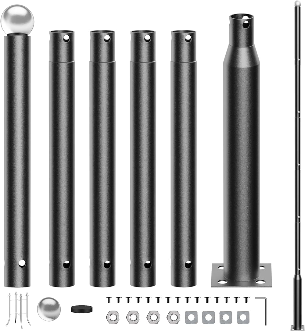 20Ft Tall Solar Street Light Pole - Outdoor Lamp Post for Backyard, Porch, Patio,Pathway,Commercial Lighting and Walkway Parking Lot Light Pole Pole for Solar Lights- Streetlight Pole Accessory 1Pack