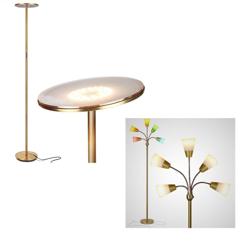 Brightech Sky LED Floor Lamp Medusa Modern LED Floor Lamp: Multi Head Floor Lamp for Living Rooms & Offices – Tall Lamp with Interchangeable Shade, Standing Lamp with 5 LED Bulbs