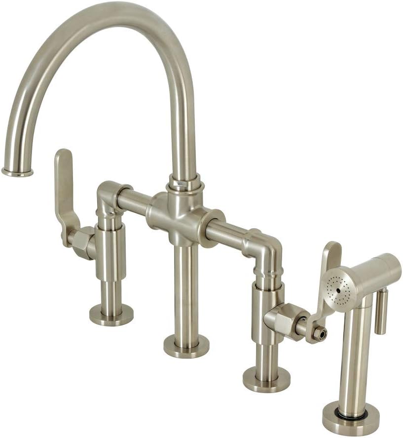 Kingston Brass KS2338KL Whitaker Bridge Kitchen Faucet, Brushed Nickel