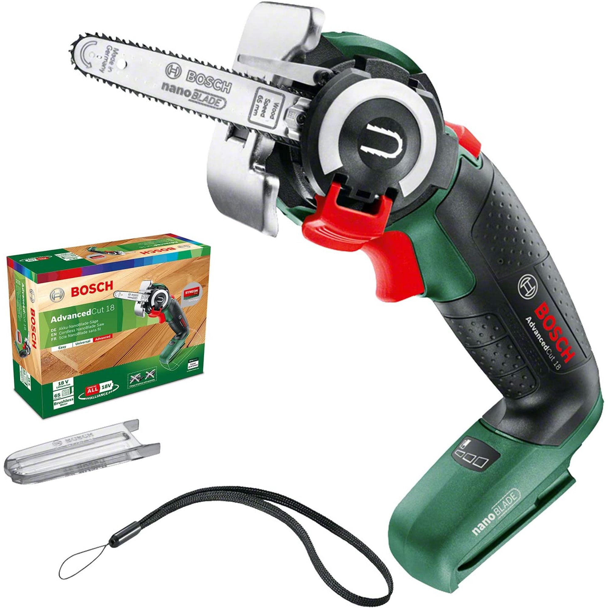 Bosch Cordless NanoBlade Saw AdvancedCut 18 (without battery, 18 Volt System, NanoBlade Technology, in carton packaging)  + Bosch 18v Blue Professional Battery Adapter