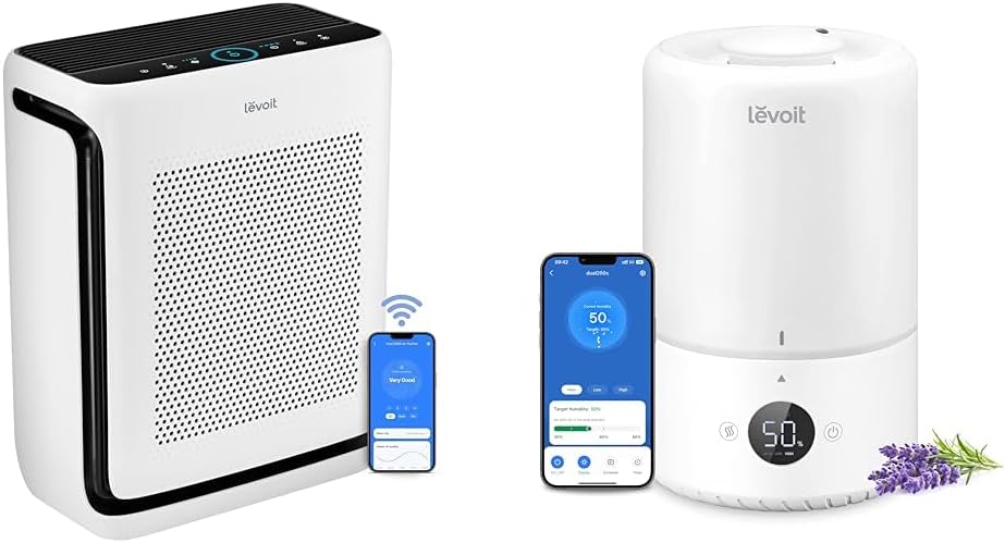 LEVOIT Air Purifier 1800 Ft2 and Smart Humidifier with Auto Mode, WiFi, Diffuser for Bedroom