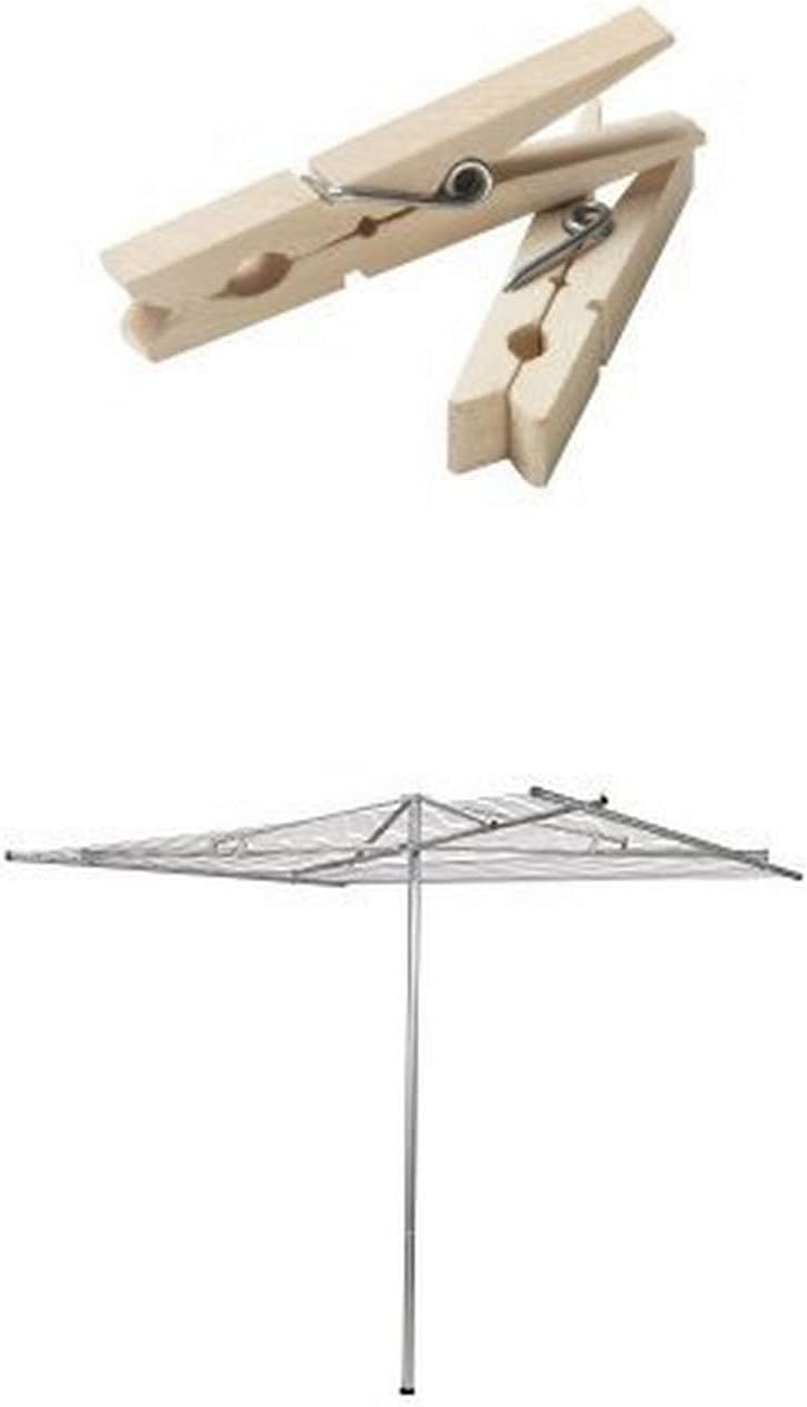 Household Essentials Rotary Outdoor Parallel Drying Rack Bundle | Aluminum | Includes 96 ct Clothespins