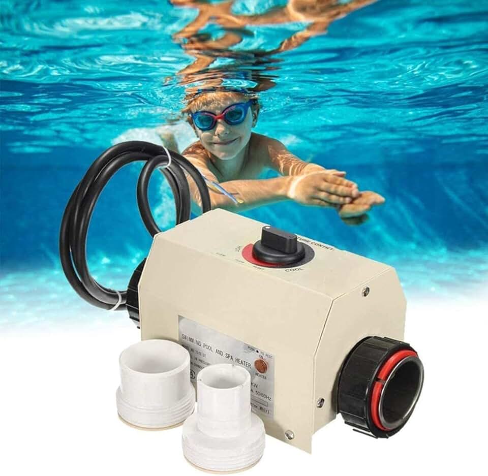 3KW 110V No Plug Swimming Pool Heater Work With 0.75KW Circulating Pump For Up to 2000gallons 8/11 Foot Pools,Tank,Electric Water Heater Thermostat SPA Bath Heater,Needs Electrician 30A GFCI Breaker