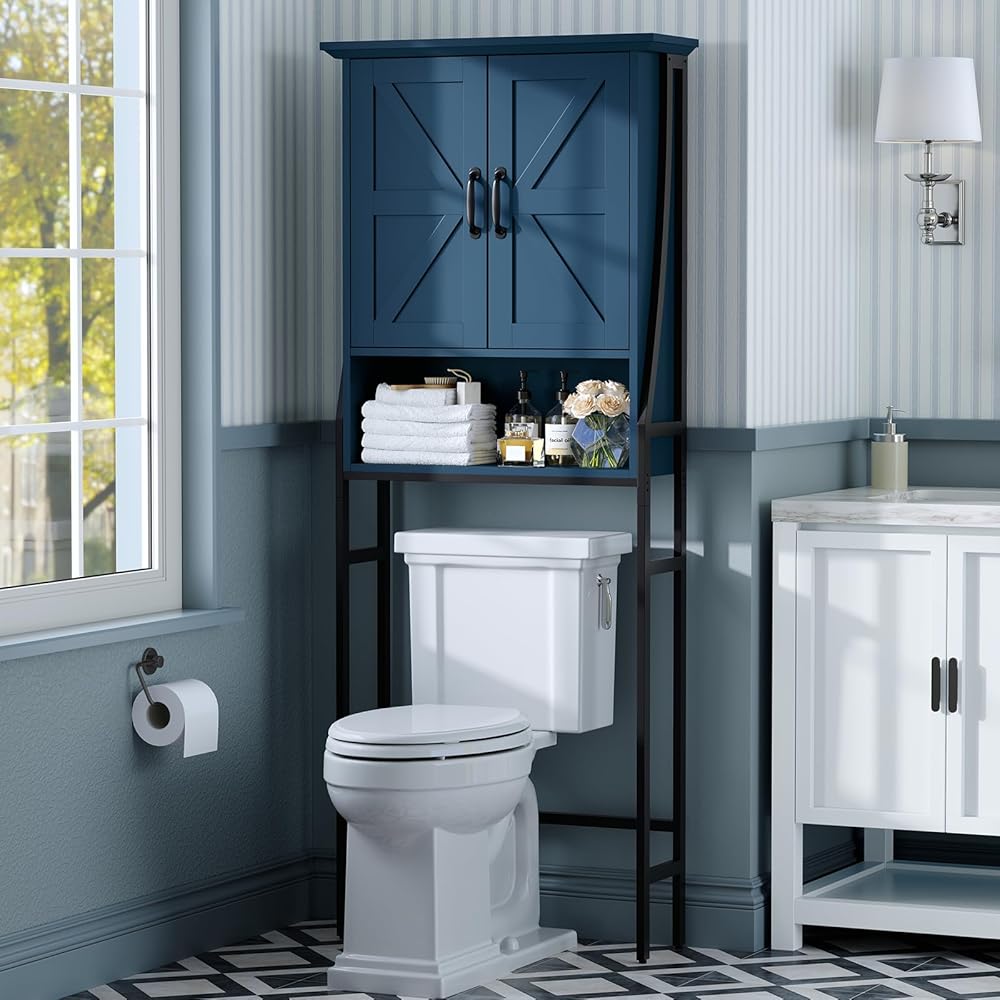 Over The Toilet Storage Cabinet, Over Toilet Bathroom Organizer with Doors above Toilet Storage Cabinet Spacesaver Rack Behind Toilet Bathroom Organizer Over The Toilet Storage (Ultramarine)
