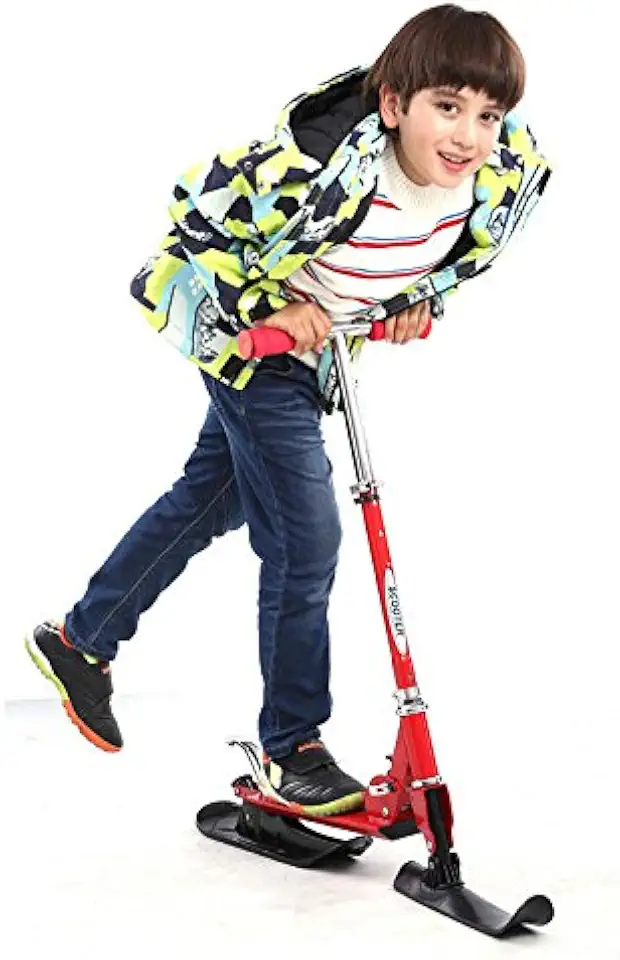 HAGIBIS 2 in 1 Youth Street & Snow Scooter, Folding Kids Skate Board, Snow Scooter Child sled Luge