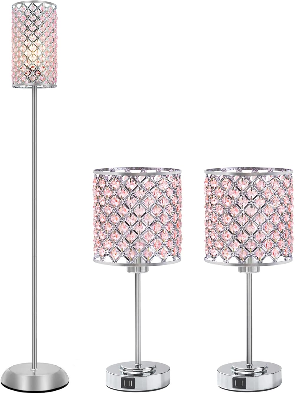 Pink Crystal Lamp for Bedroom, Living Room, Office, Girls Room