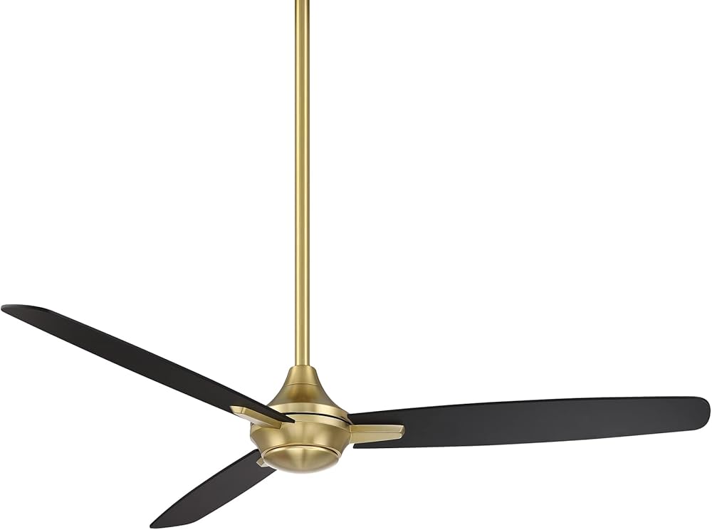 Blitzen Indoor and Outdoor 3-Blade Smart Ceiling Fan 54in Soft Brass Matte Black with Remote Control works with Alexa and iOS or Android App