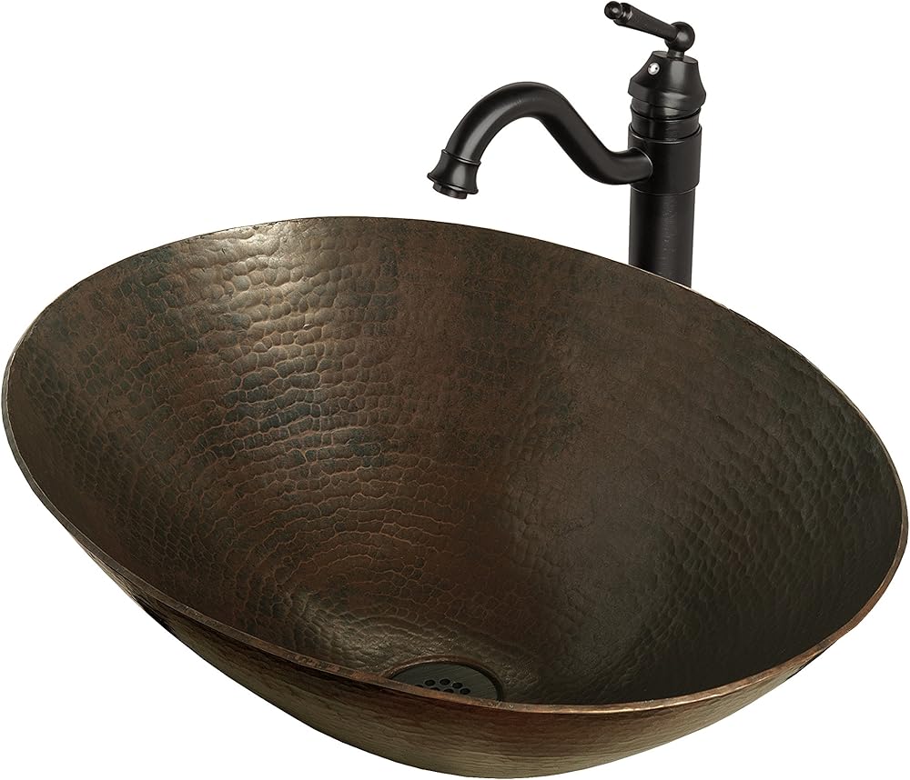 BILBOA Copper Vessel Sink Set, Oil Rubbed Bronze