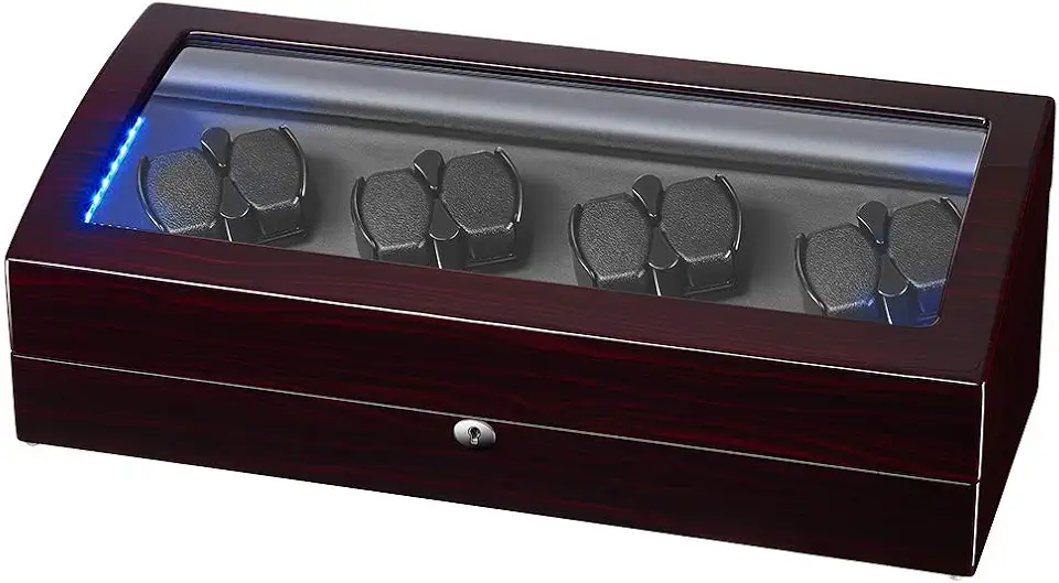 JQUEEN Watch Winder for Automatic Watches with Soft and Flexible Watch Pillows, 8 Watch Winder with 9 Watch Storage Box for Men and Women Watches