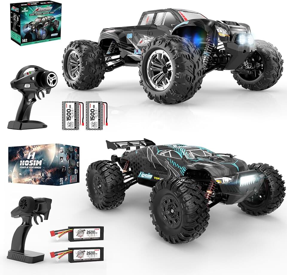 Hosim 1:10 Scale 48+ KMH Remote Control Car 1:10 68+KMH Brushless RC Car for Adults Fast