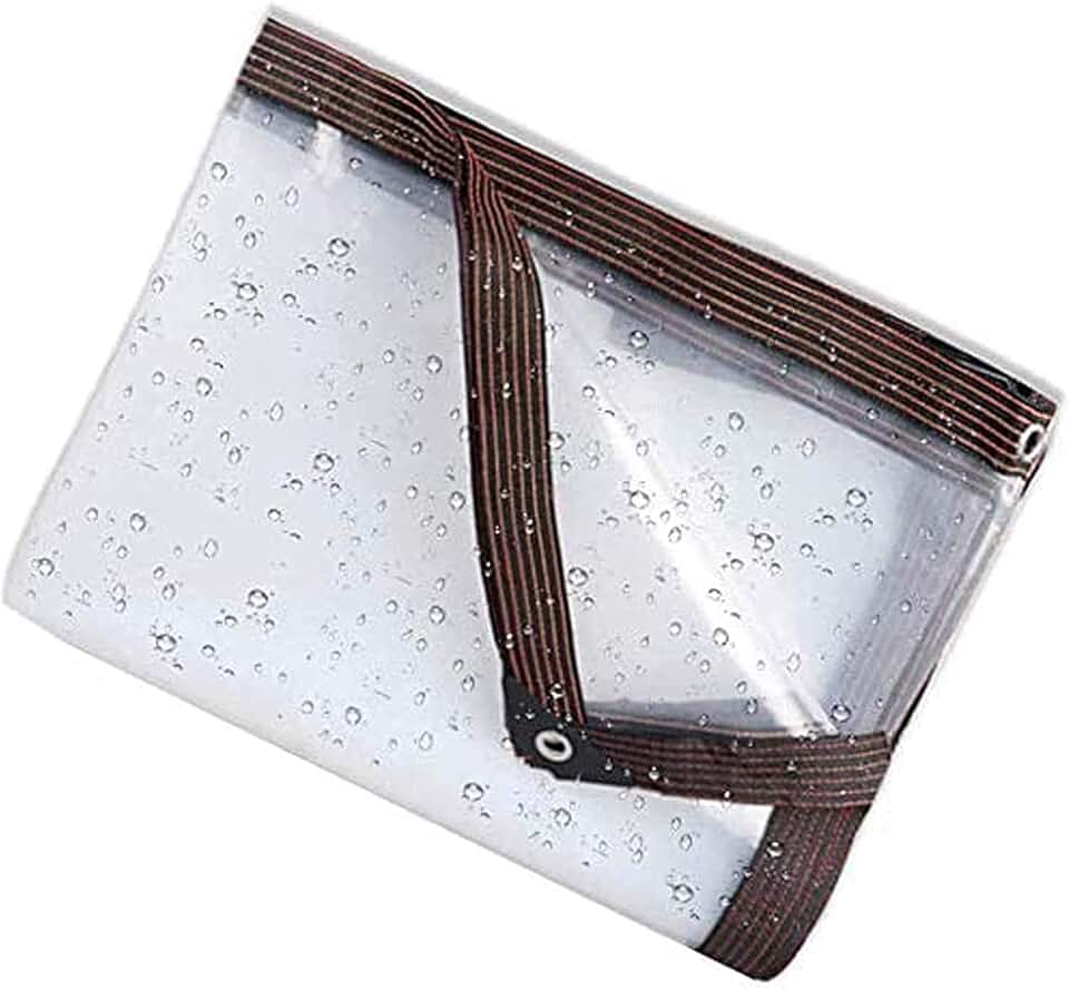 Small Tarp Waterproof 12x15m, Clear Tarpaulin Cover Waterproof, Transparent Tarps Greenhouse, with Metal Grommets, Reinforced Edges, Poly Tarpaulin Protection from Wind Water