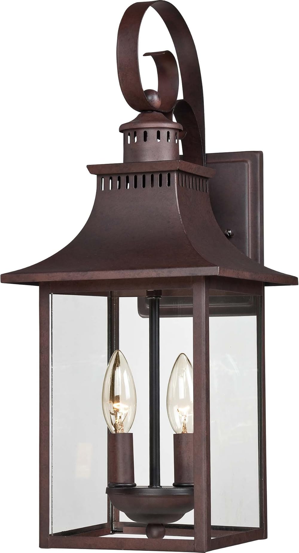 Quoizel CCR8408CU Chancellor Exterior Lighting Traditional 19th Century Feeling Clear Glass Outdoor Wall Lantern, 2-Light 120 Total Watts, 19