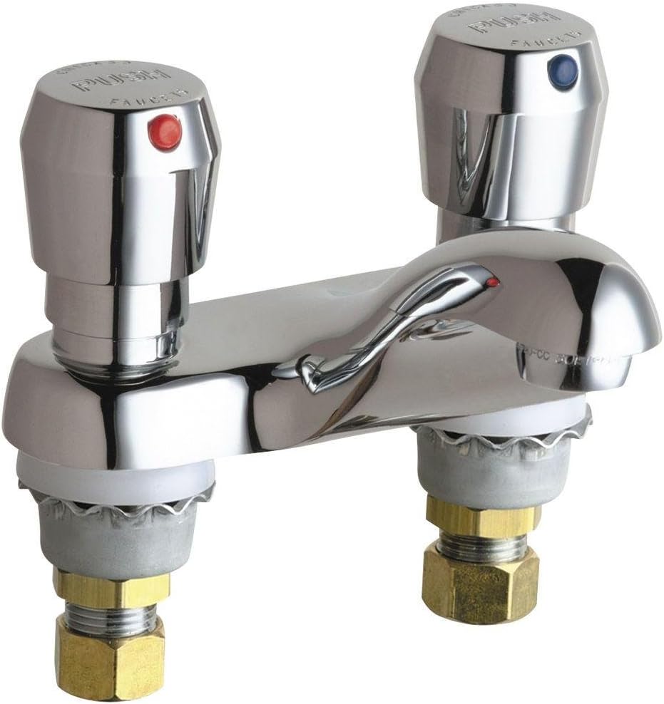 Chicago Faucets 802-665ABCP 4-Inch Centerset Lavatory Metering Faucet, Chrome