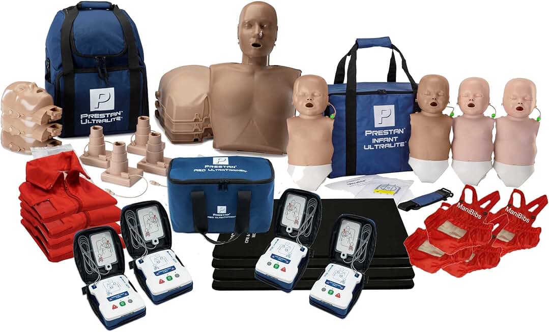 PRESTAN Ultralite CPR Manikin Diversity Pack Bundle (4-Pack Adult, 4-Pack Infant), with UltraTrainer (4-Pack) & MCR Accessories