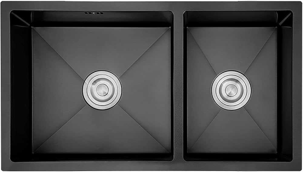 Square Kitchen Sink 75×43cm,Household Sink Double Bowl,Stainless Steel Sink with Reversible Drainer,Used in Bars, Restaurants, Canteens