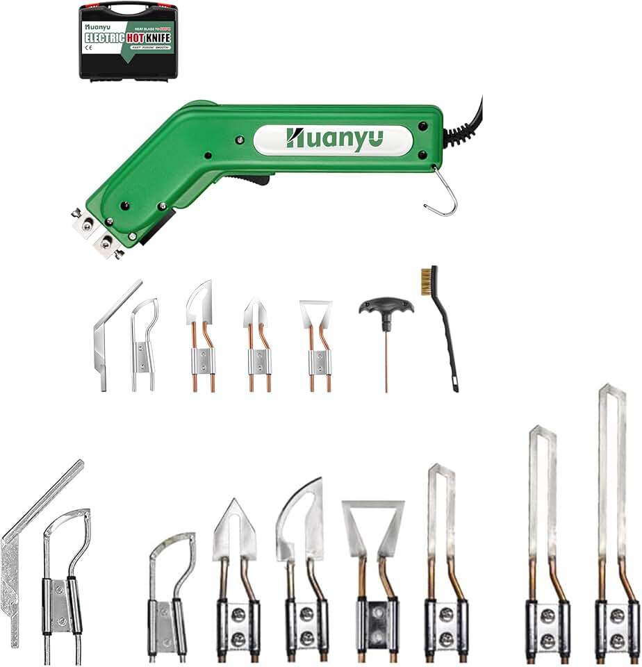 Huanyu Hot Knife Rope Cutter Foam Cutting Tools 4 Blades Hot Knife Set + 3 type Blades Set