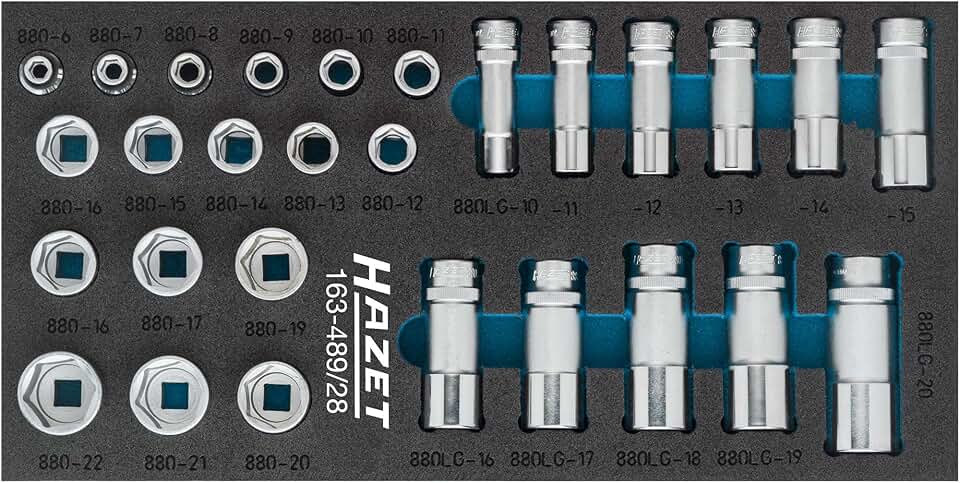 HAZET Socket set 163-489/28 Square, hollow 10 mm (3/8 inch) Outside hexagon