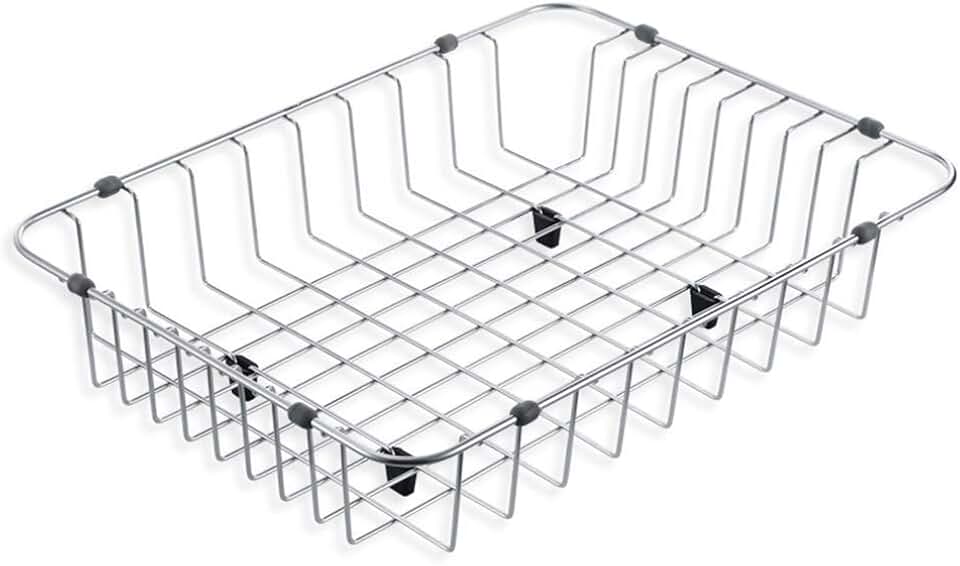 GYLXW Expandable Dish Drying Rack, 304 Stainless Steel Over The Sink Dish Rack, in Sink or Counter Dish Drainer with Removable Utensil Holder