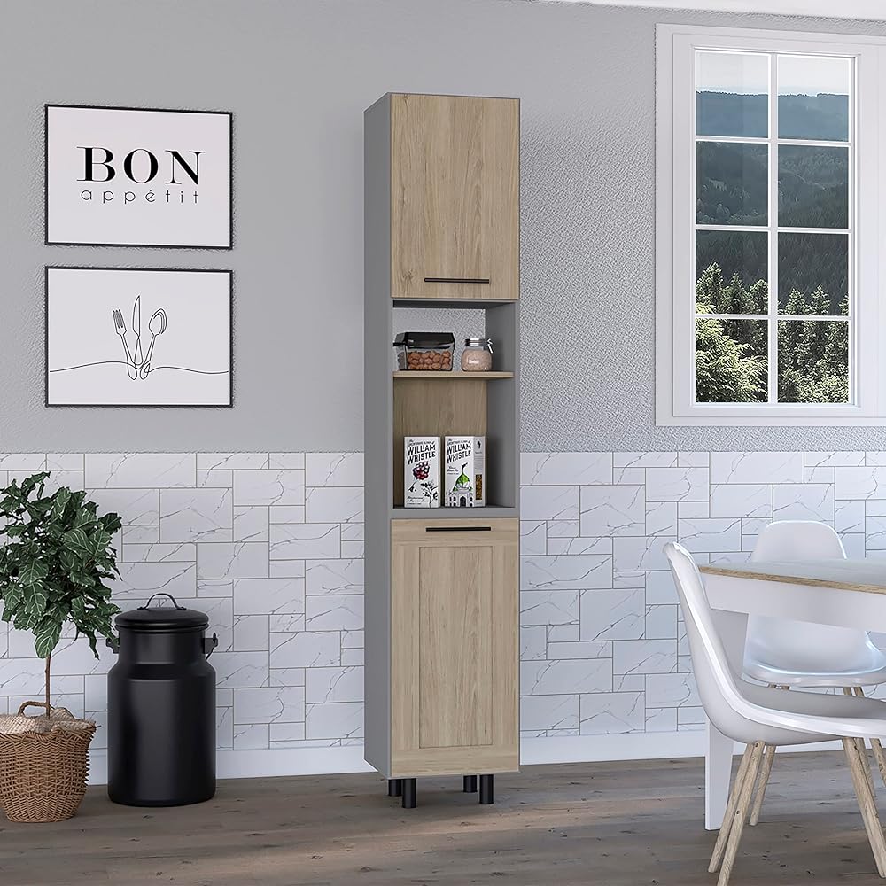 GOWE Hasselt Kitchen Pantry, Double Door, Six Shelves -Light Pine