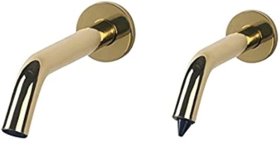 Milan Dual Sensor Faucet and Automatic Soap Dispenser - FST9902 Contemporary Style Wall Mount Solid Brass Sink Faucet & Soap Dispenser - Shiny Gold Finish