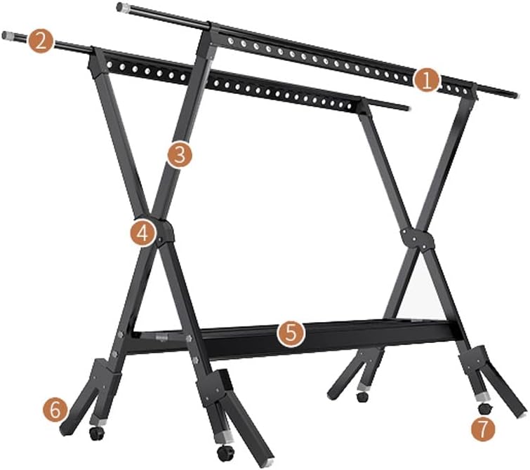 Hanger for Drying Telesclothes Rack Floor-to-Ceiling Folding Indoor Outdoor Balcony Clothes Rack Rustproof Load-Beacapacity Multifunctional Drying Hanger Shoe Rack/Black