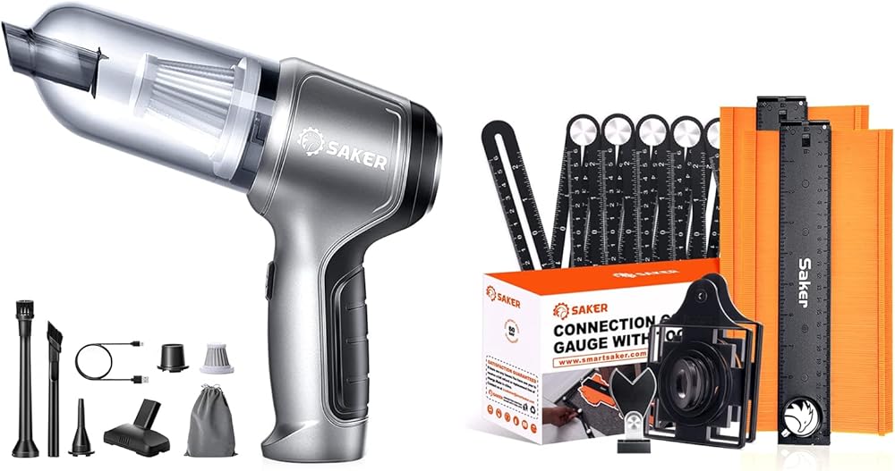 Saker Mini Vacuum Cleaner for Car,3 in 1 Keyboard Vacuum Cleaner Wireless Handheld Contour Gauge Profile Tool