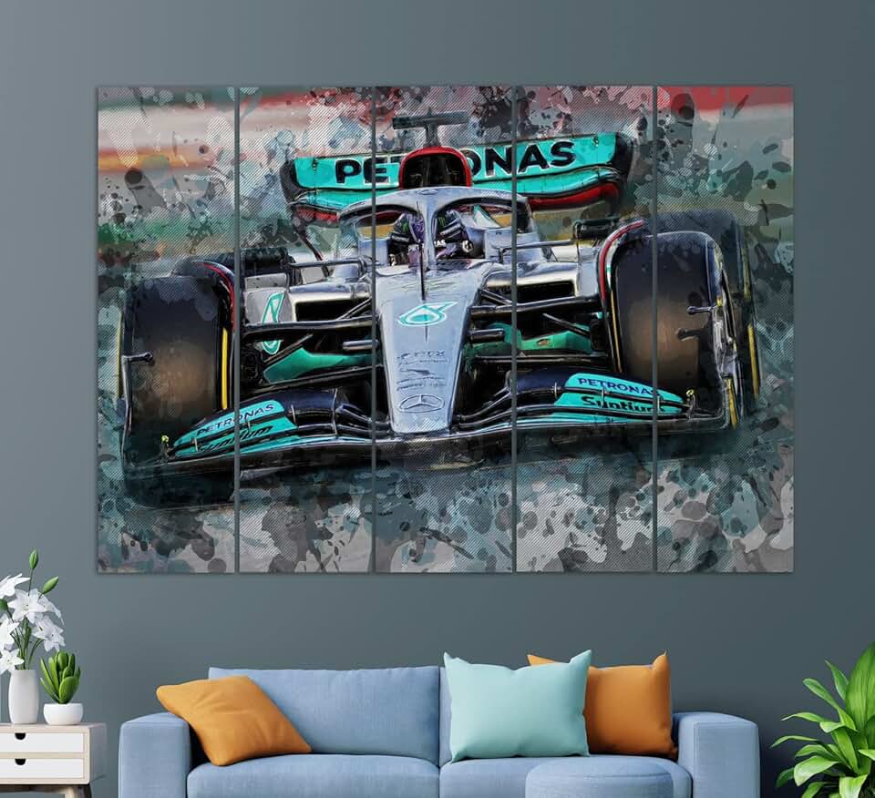 Lewis Hamilton 2022 Car Canvas Print, Formula One Wall Art, Lewis Hamilton Painting, Lewis Hamilton Canvas Art