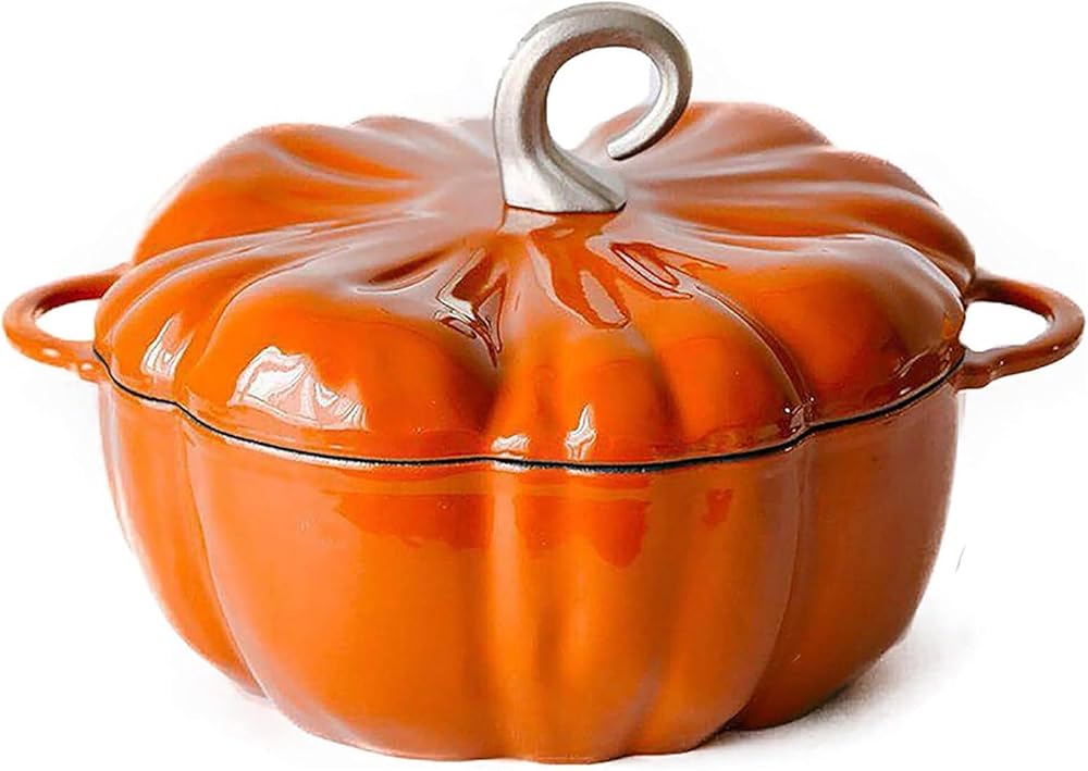 Pumpkin Cocotte,Pumpkin Cast Iron Dutch Oven,3.7l Pumpkin Shape Cooking Pot Enamel Pot,pumpkin Pot With Lid,stew Pot Soup Pot, Halloween Thanksgiving Decor Pot Gift