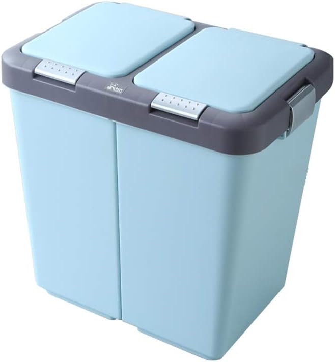 Double Inner Snap Hook Trash Can, Garbage Can Ash Bin Dust Bin Trash Container for Home Office Kitchen Bathroom -c Blue