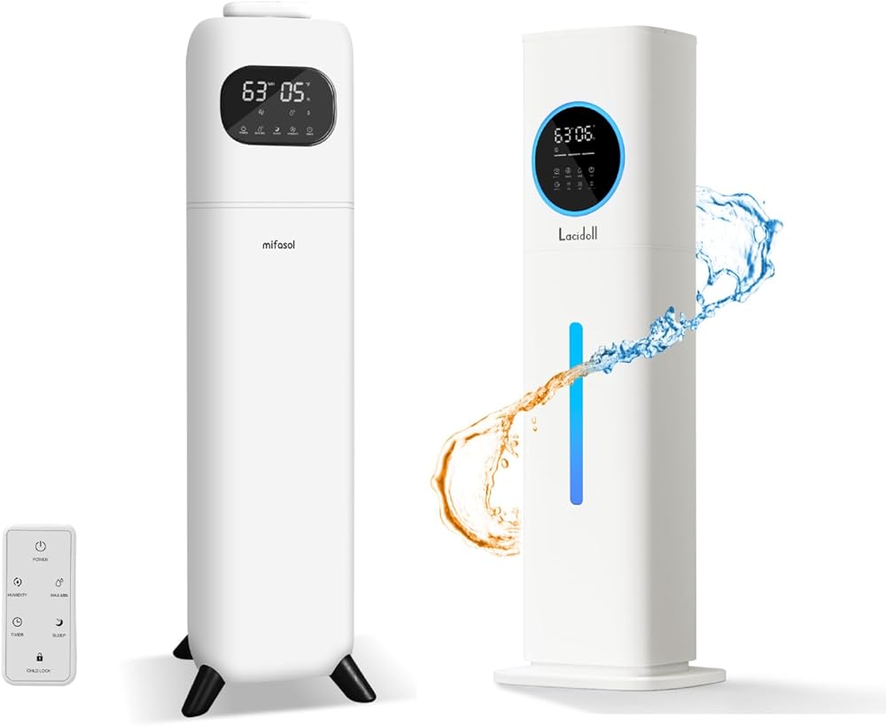 9L/2.3Gal Ultrasonic Cool Mist Large Humidifier + 8L Warm Humidifiers Large Room Bedroom with Night Light