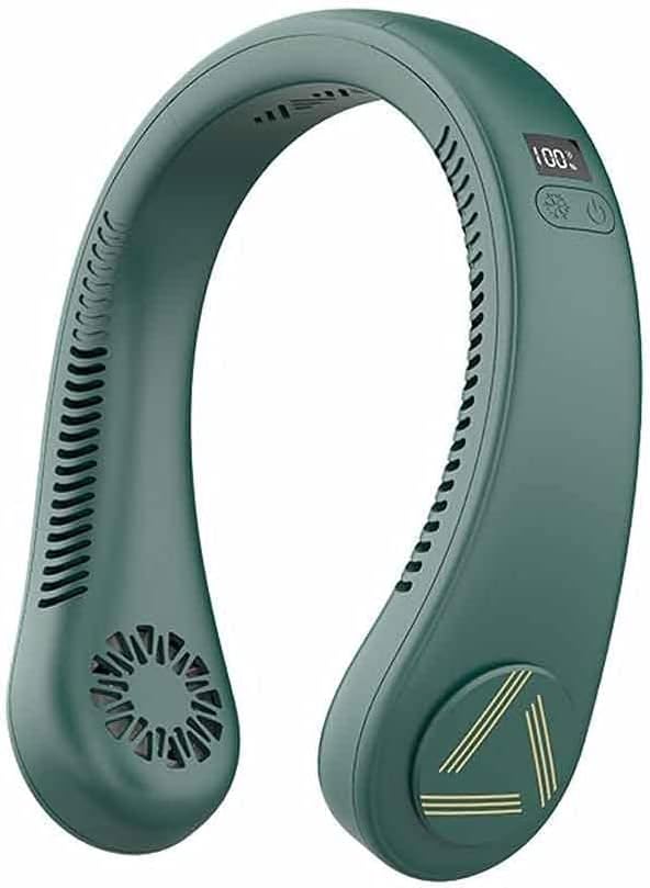 USB Leafless Hanging Neck Fans Portable 4000Mah Rechargeable Battery Personal Fan Portable Low Noise Cooling Fan 3 Colors (Color : Green)