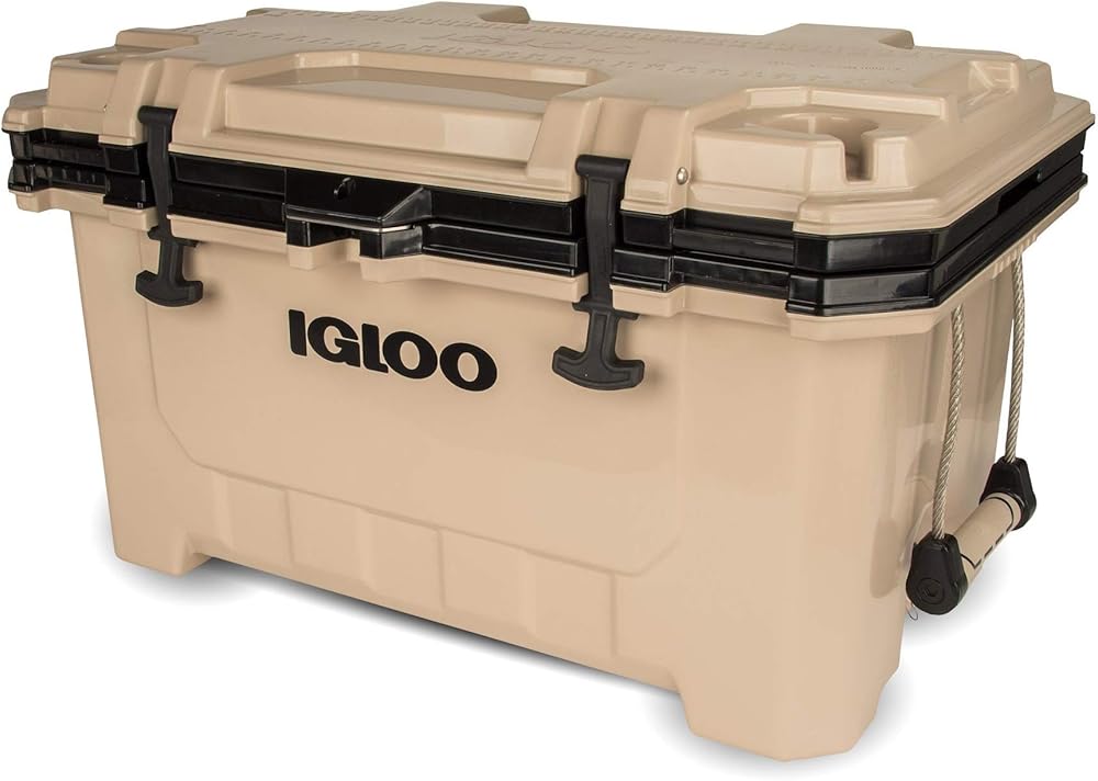 Igloo Tan IMX 70 Qt Lockable Insulated Ice Chest Injection Molded Cooler