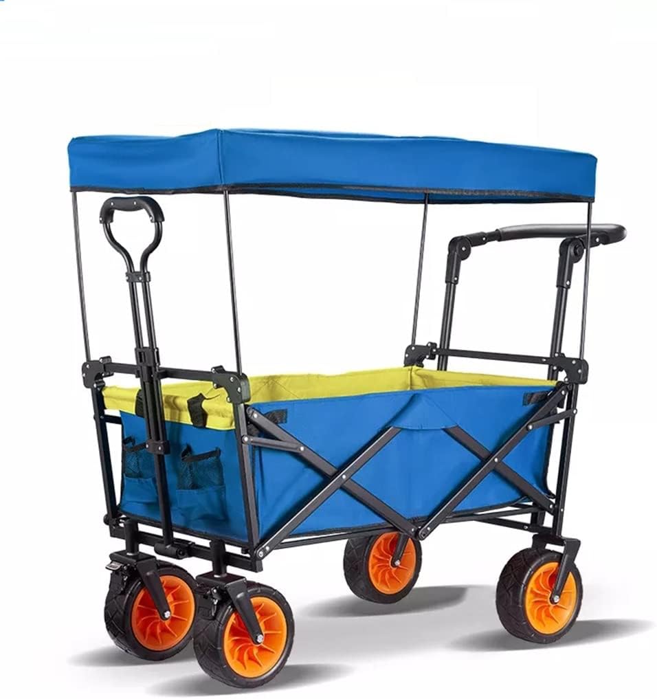 Outdoor Camping Cart with Wheels Garden Carts Garden Supplies Folding Cart Picnic Fishing Shopping Cart Portable Trailer (Color : E, Size : 100 * 51 * 55cm)