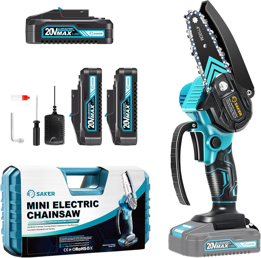 Saker Mini Chainsaw,Portable Electric Chainsaw Cordless and Saker Mini Chainsaw-Only One Battery