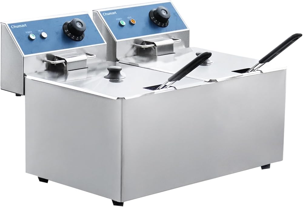 Electric Deep Fryer 16L/14.4QT 1650W Commercial Countertop Fryer with Basket & Lid Stainless Steel Single Tank Oil Fryers with Temperature Control for Home Kitchen and Restaurant Snack Stand