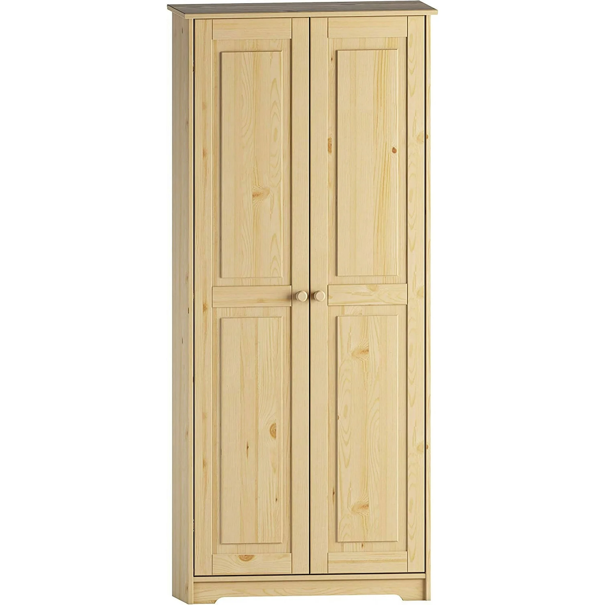 Dina Solid Wood Unfinished Pantry Cabinet 2 Doors with 4 Adjustable Shelves - Laundry Cabinet Storage  Free Standing Kitchen Cabinet with Shelves